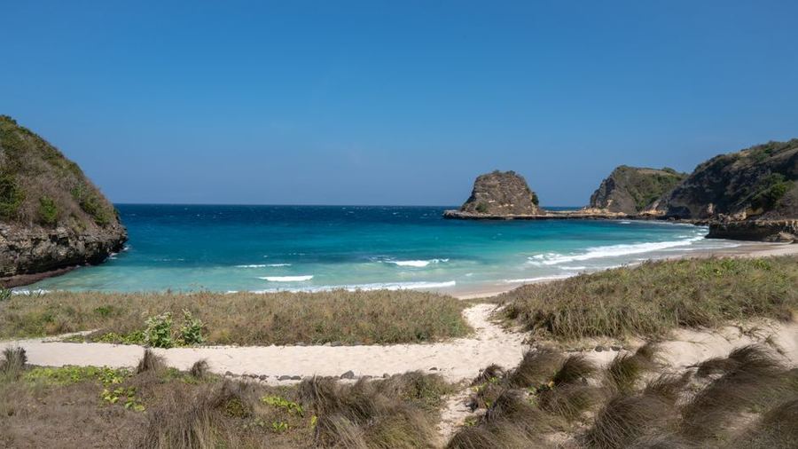 Turquoise shallows off a beach in Lombok